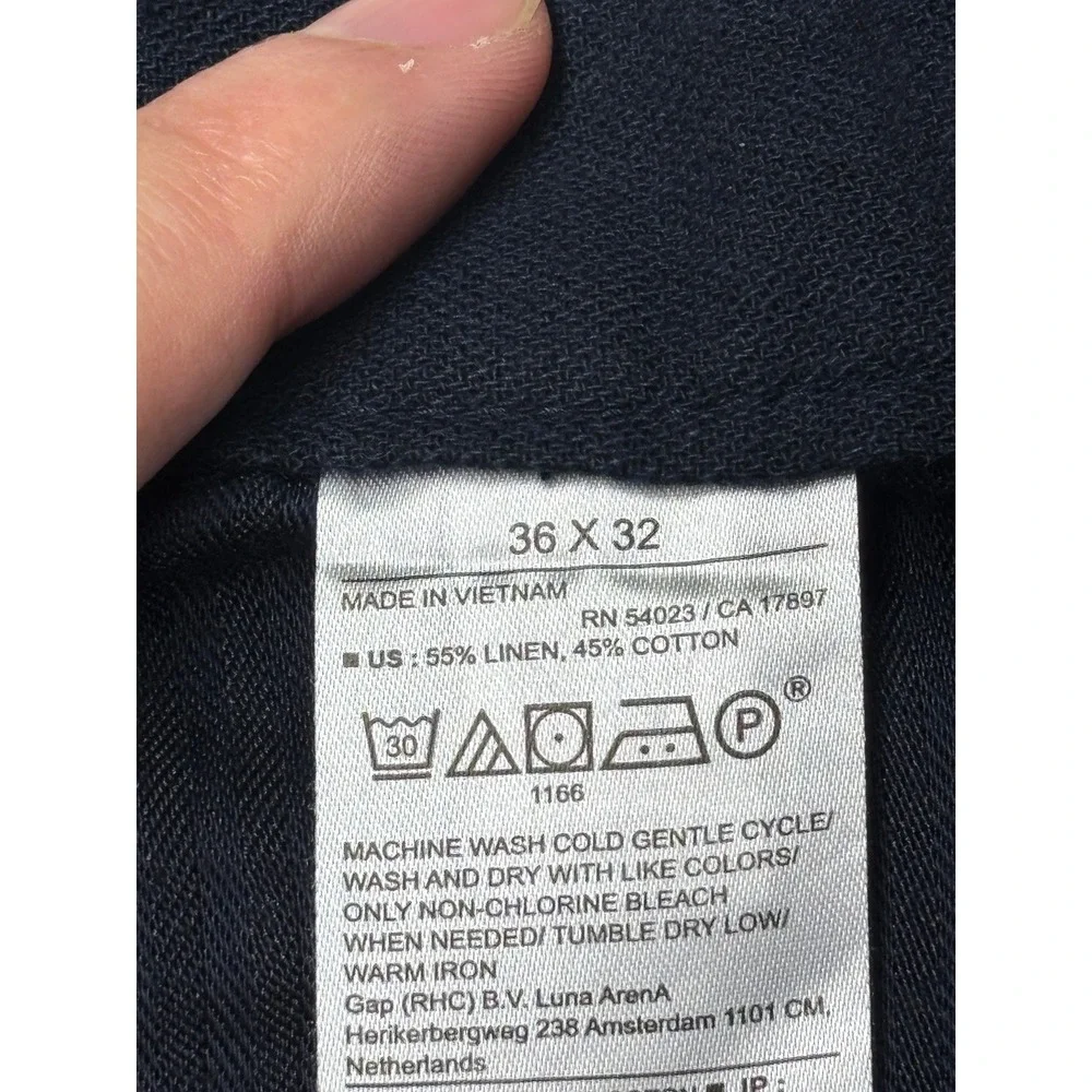Banana Republic Relaxed Tapered Fit Pants Mens 36x27 Hemmed Navy Linen Blend